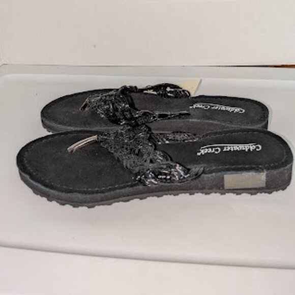 Coldwater Creek Woman's Size 8 Black Floral Textured Flip Flop Sandals NWT - Picture 6 of 7